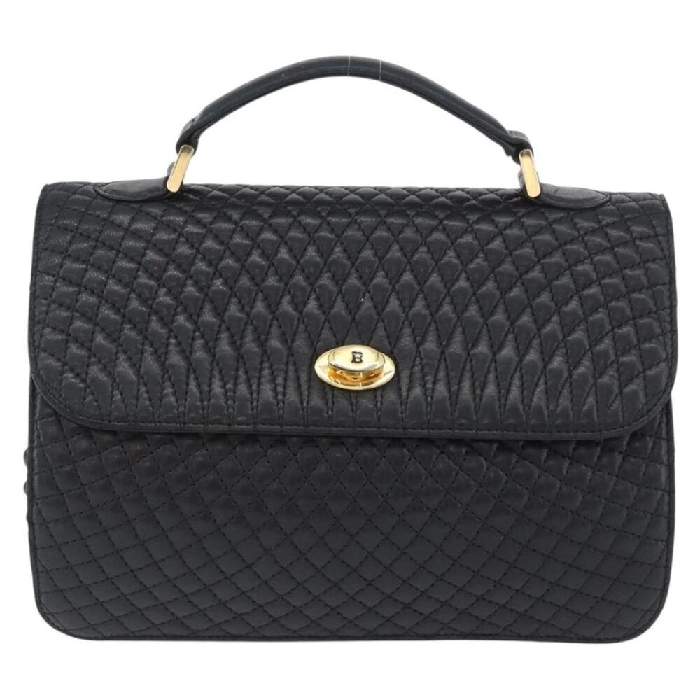 Bally Leather Quilted Chain Shoulder Bag Black